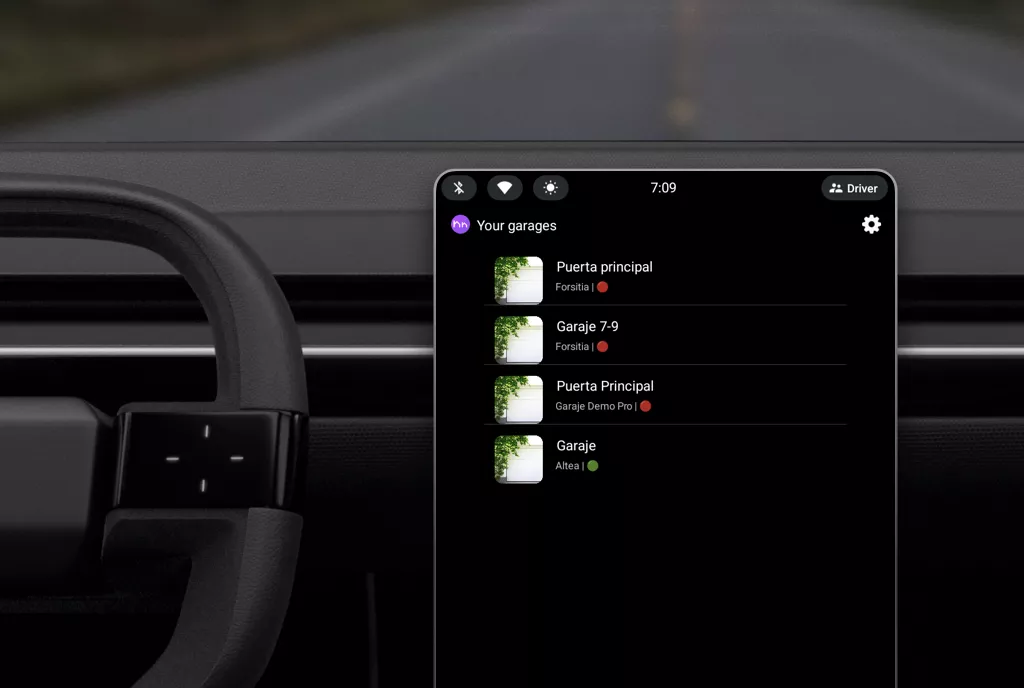 HOMYHUB abrir garagem Android Automotive carro